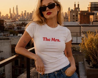 The Mrs Baby Tee, Custom Bride Tee, Wedding Gift for Her, Newlywed Shirt, Bride To Be Gift, Honeymoon Top, Bachelorette Party Tee, Hen Do