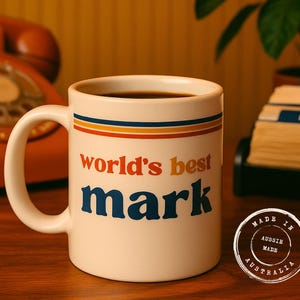 Custom Retro 70s Mug | Gift For Him | Vintage Personalised Coffee Cup | Dad Gift | Colleague Gift | Made in Australia