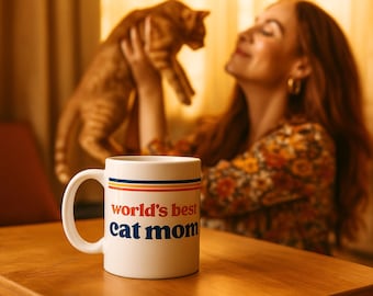Retro Cat Mom Cat Dad Mug: Vintage Cat Lover Gift, Cat Parent Coffee Cup