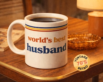 Retro Husband Mug:  World’s Best Husband Gift, Valentine's Husband Coffee Cup, Husband Gift