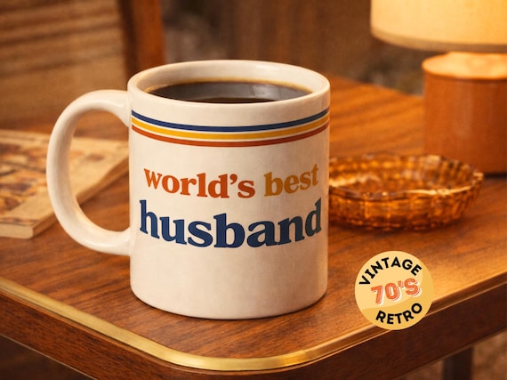 Retro Husband Mug:  World’s Best Husband Gift, Valentine's Husband Coffee Cup, Husband Gift