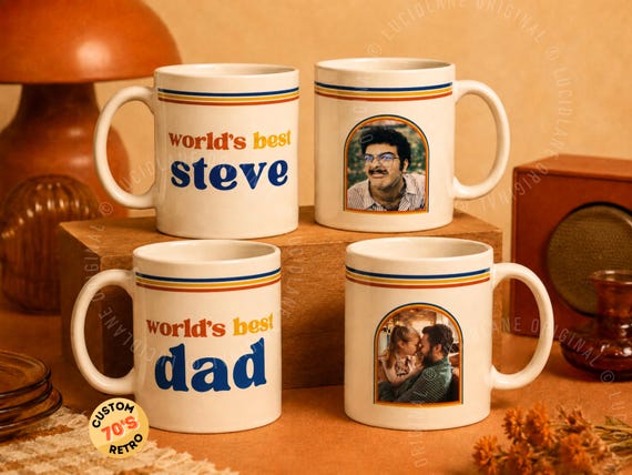 Custom World’s Best Dad Mom Grandad Aunty Photo Mug | Retro Personalization Gift | Vintage Coffee Cup