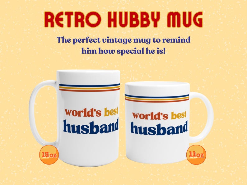 retro 70s World’s best husband mug. husband mug gift idea, perfect husband gift for Valentine’s Day, anniversary gift for husband, birthday gift for husband, husband coffee mug, husband tea mug, romantic gift for spouse, gift for him, sentimental husband present, personalised style husband mug, retro coffee mug for husbands, marriage gift, couples gift, daily coffee cup for husbands, thoughtful husband keepsake, vintage inspired mug for men.