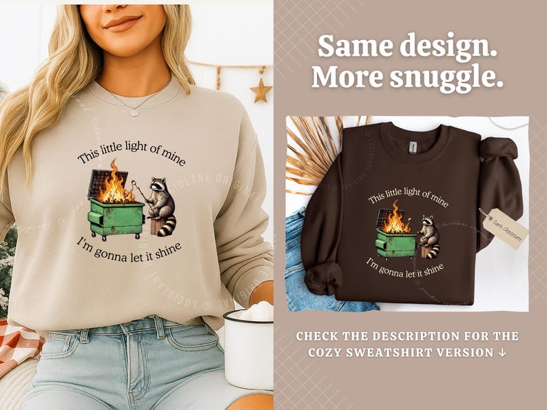 Lustiges Parodie Shirt: Müllcontainer Feuer Waschbär TShirt, Mental Gesundheit Tee Bild 3