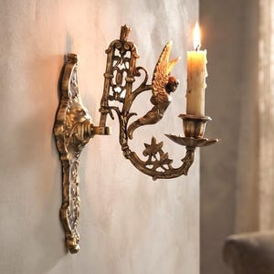 Antique Brass Wall Sconce, Vintage Candlestick Holder, Unique Home Decor image 2