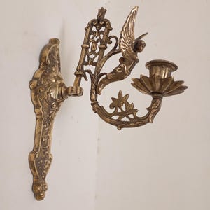 Antique Brass Wall Sconce, Vintage Candlestick Holder, Unique Home Decor image 3