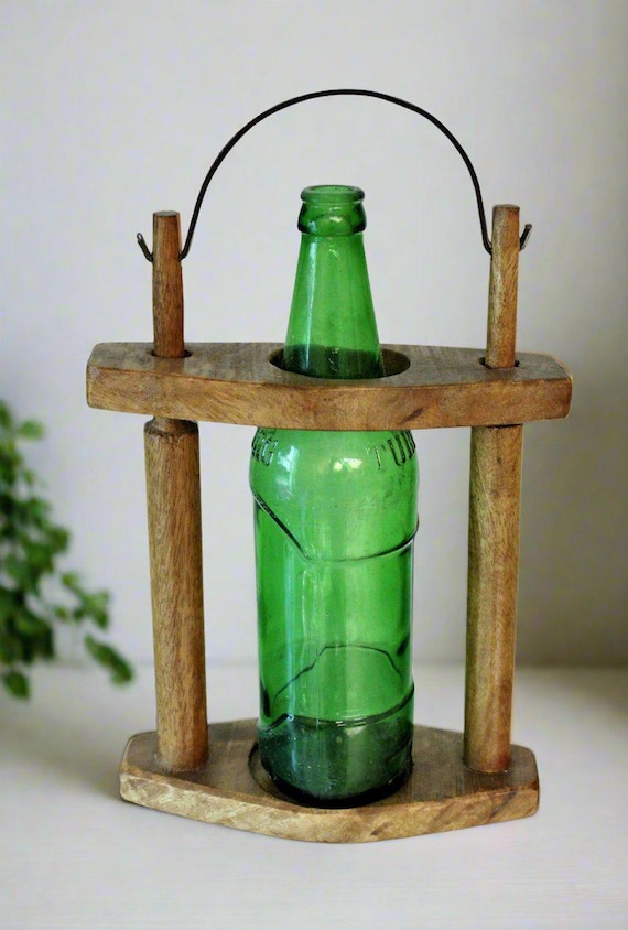 Beautiful Vintage Wooden Hanging Bottle Holder Size 21 X X - Main Image