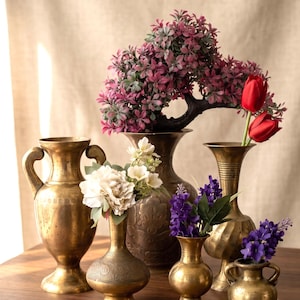 Vintage Brass Vase Collection | Individual Flower Holder | Antique Table Decor Indian Home Accent Gift