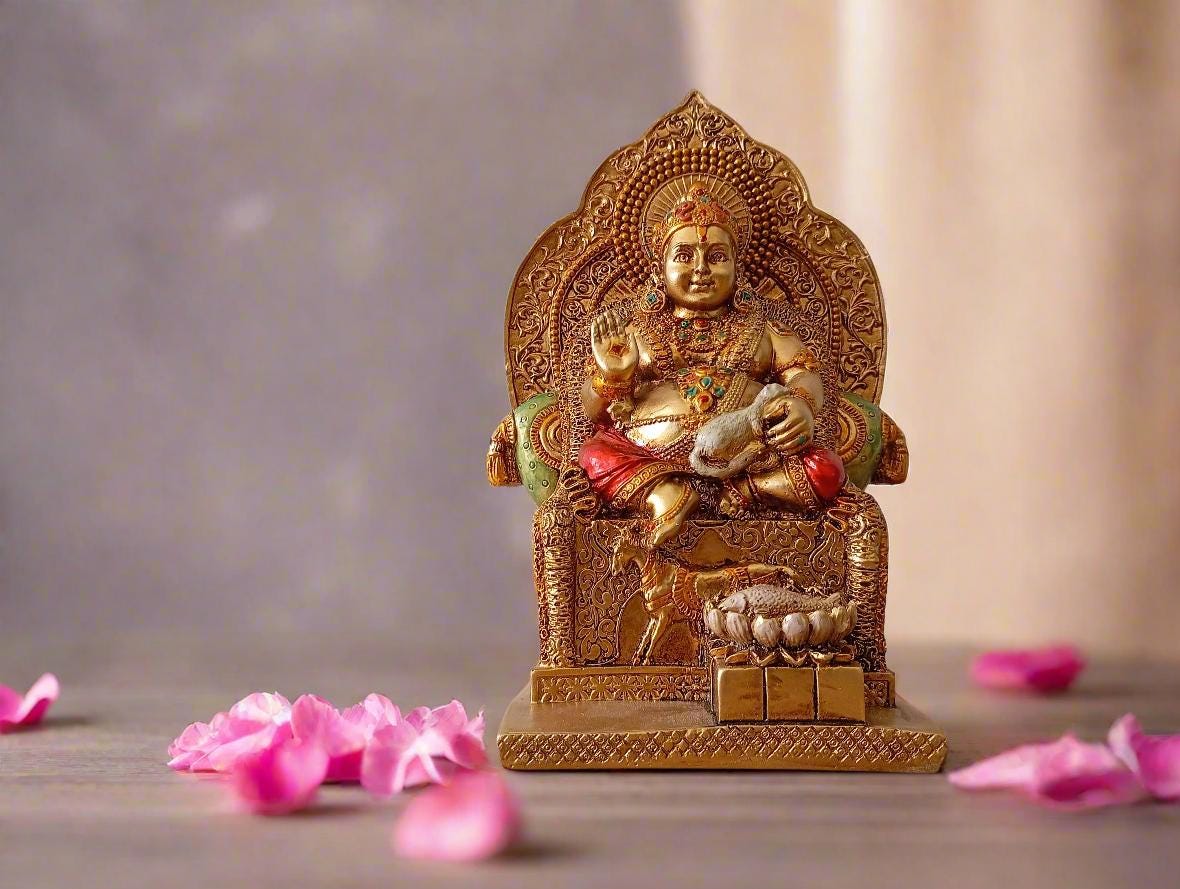 Handcrafted Lord Kuber Idol: Rajasthani Wealth Deity Statue