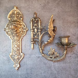 Antique Brass Wall Sconce, Vintage Candlestick Holder, Unique Home Decor image 10
