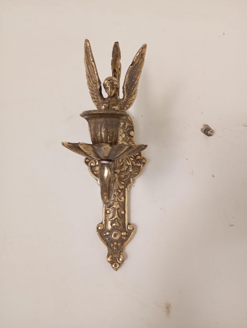 Antique Brass Wall Sconce, Vintage Candlestick Holder, Unique Home Decor image 4