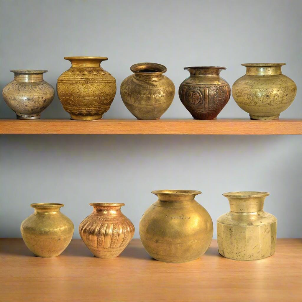 インド 真鍮製壺 インド製の真鍮製の壺 - Etsy 日本