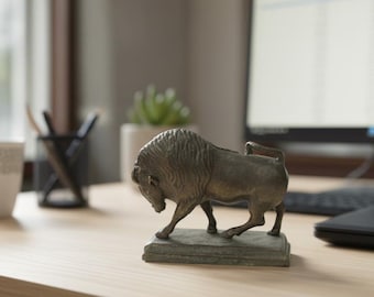 Vintage Brass Bison Figurine | Symbol of Strength & Nature | Handcrafted Solid Brass Animal Sculpture