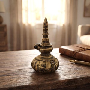 Vintage Brass Inkwell Decorative Dip Pen Holder | Antique Desk Decor Writing Gift