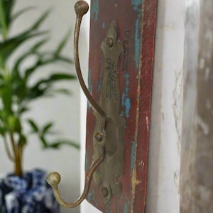 Vintage Rustic Wall Hook with Brass Hook