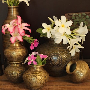 Hand-Engraved Brass Water Pot: Traditional Indian Pooja Vessel