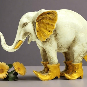 Charming  White Elephant with Shoes