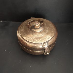 Antique Brass Chapati Container - Traditional Indian Kitchen Storage