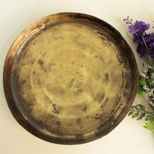 Vintage Brass Serving Plate: Antique Kitchen & Cultural Decor