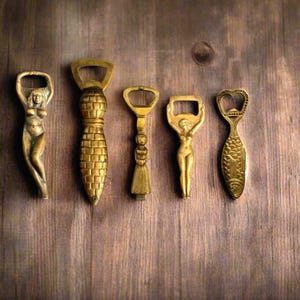 Vintage Brass Lady Bottle Opener: Solid Barware Figurines