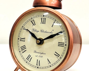 Vintage Style Iron Table Alarm Clock | Handcrafted Desk Decor | Unique Retro Gift
