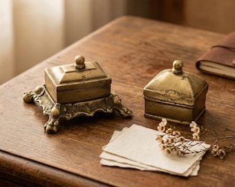 Antique Brass Trinket Knob Box Vintage Jewelry Storage Case Decorative Keepsake Gift