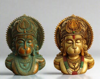 Resin Art Hanuman face- Spiritual Gift, Unique Indian Decor Showpiece