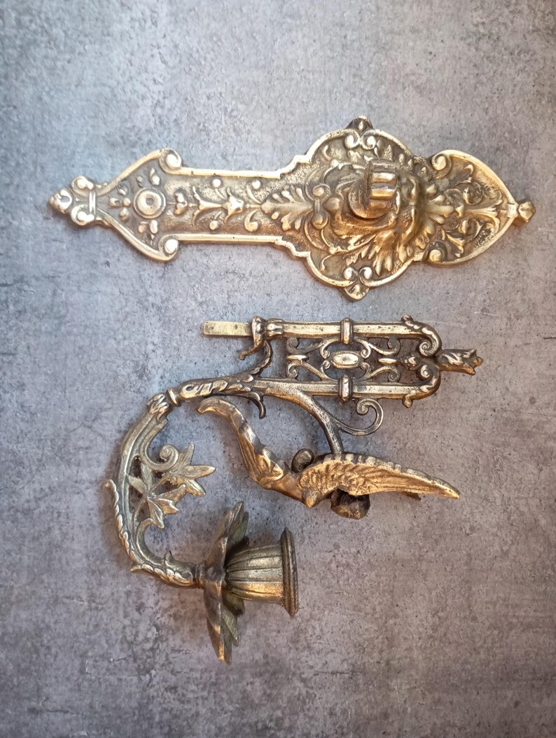 Antique Brass Wall Sconce, Vintage Candlestick Holder, Unique Home Decor image 9