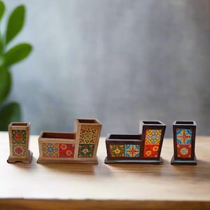 Handcrafted Wooden Pen Holder: Rustic Desk Organizer, Sustainable Wood
