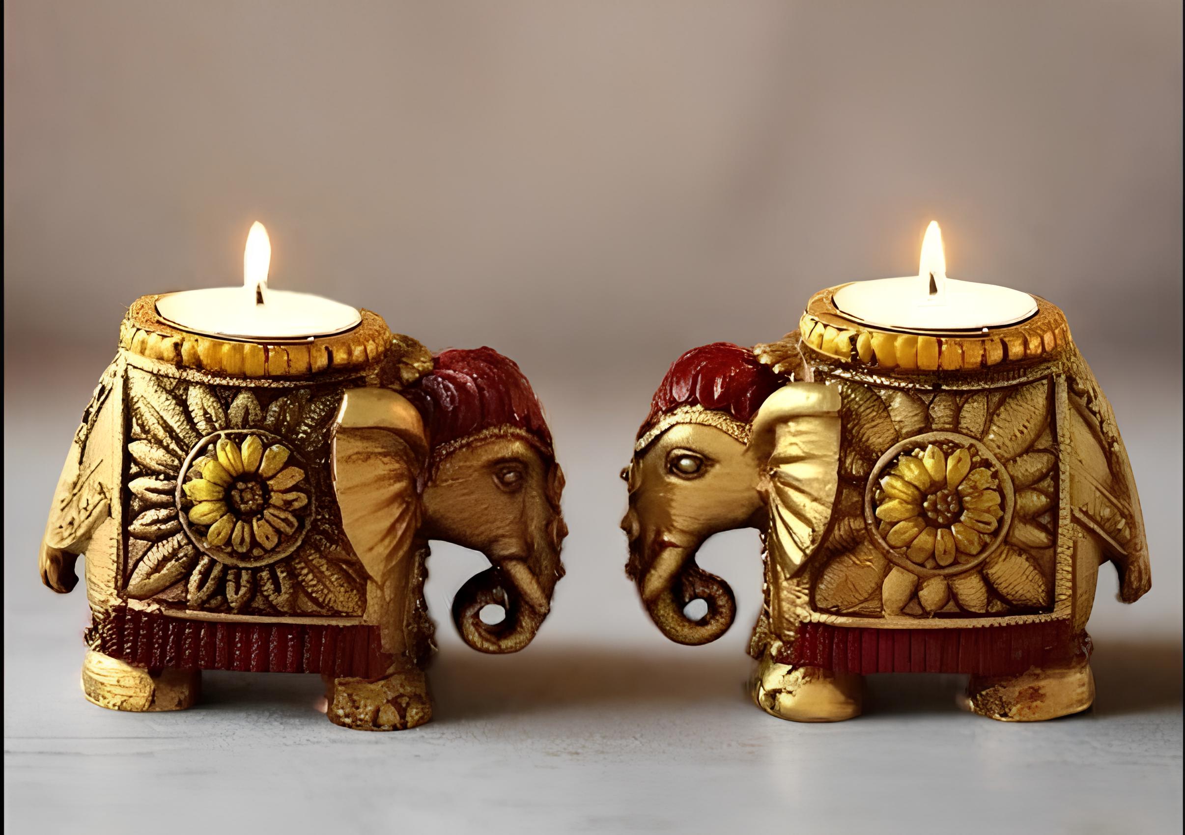 Elephant Tealight Candle Holder set of 2