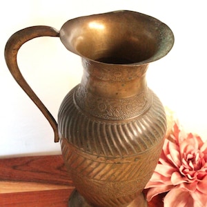 Elegant Vintage Brass Jug - Antique Style Pitcher Vase