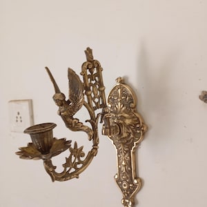 Antique Brass Wall Sconce, Vintage Candlestick Holder, Unique Home Decor image 6