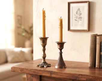Vintage mässing minimalistisk konisk ljusstake antik stil bordsdekor mantel accent gåva