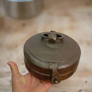 Antique Brass Chapati Container - Traditional Indian Kitchen Storage