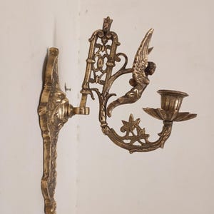 Antique Brass Wall Sconce, Vintage Candlestick Holder, Unique Home Decor image 7