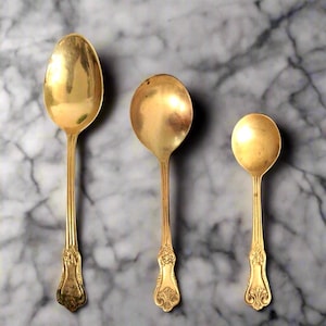 Golden Brass Soup Spoon - Collectible Antique Style Kitchen & Decor Piece