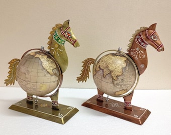 Hand-Painted Metal Horse Vintage Globe - sold individually
