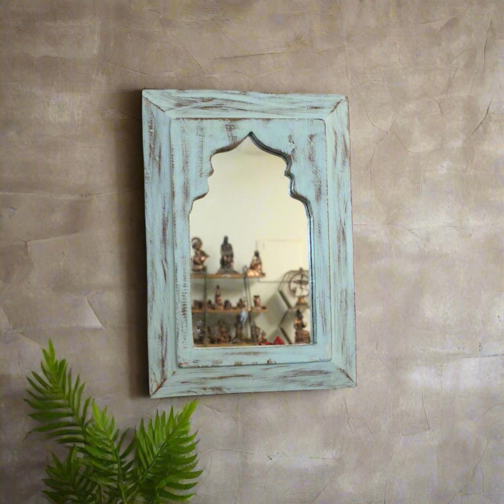 Grand Miroir Mural Indien à 2 Volets - 120 X 120 Cm - Occasion Bon état