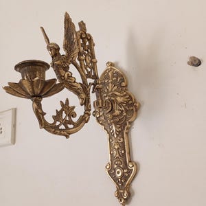 Antique Brass Wall Sconce, Vintage Candlestick Holder, Unique Home Decor image 5