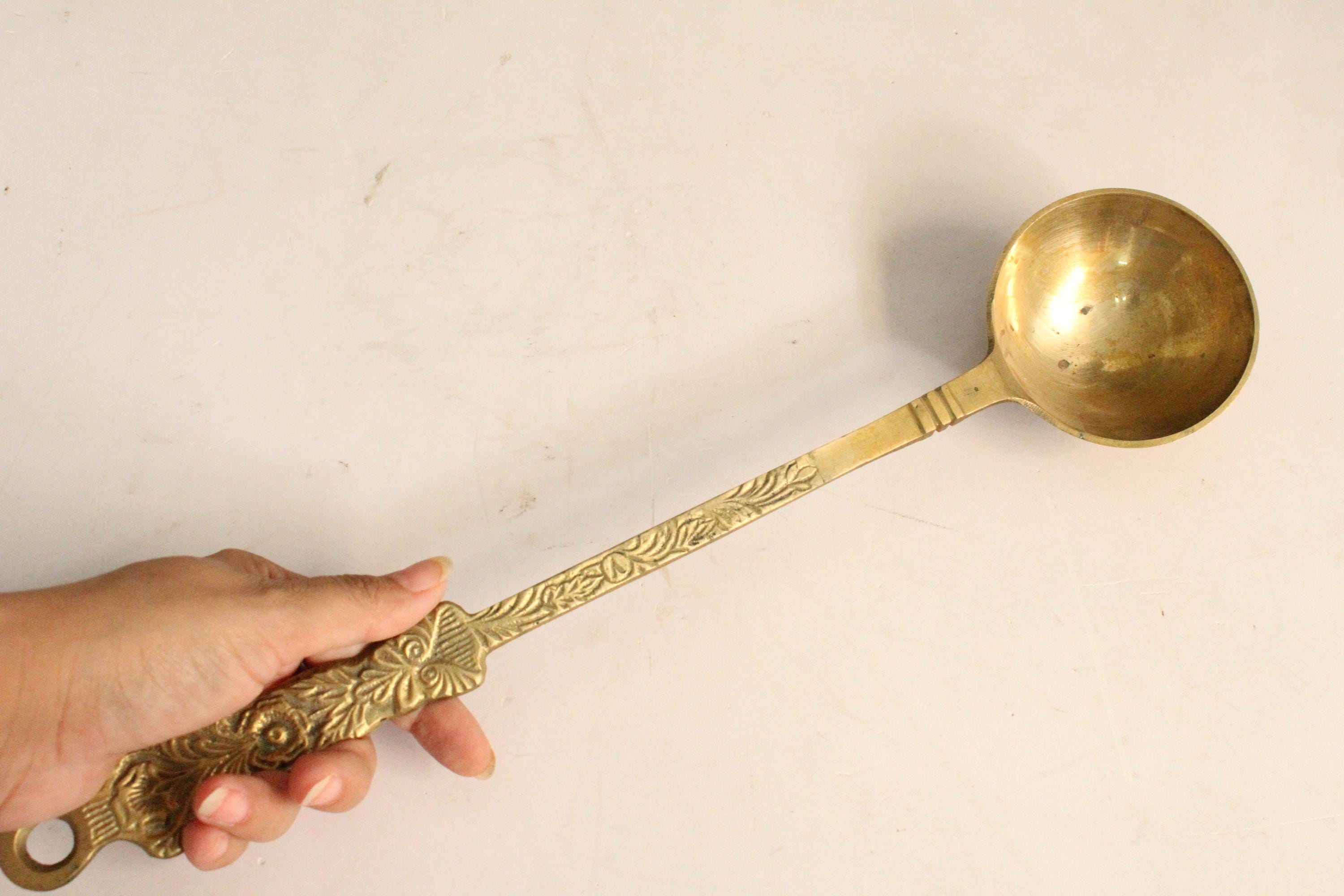 Vintage Brass Ladle With Floral Handle - Unique Kitchen Decor - Etsy