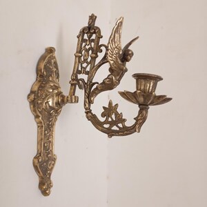 Antique Brass Wall Sconce, Vintage Candlestick Holder, Unique Home Decor image 8