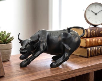 Resin Charging Bull Sculpture: Stock Market Executive Office Decor