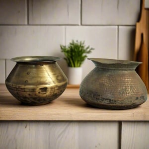 Vintage Brass Water Pot | Antique Indian Kalash | Rustic Home Decor | Temple Ritual Pot | Unique Gift