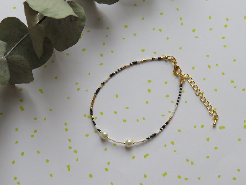 goudkleurige sluiting SMLXL verlengketting verstelbaar 22,5cm tm 28,5cm Enkelbandje van glaskralen met 24kt goud en parels