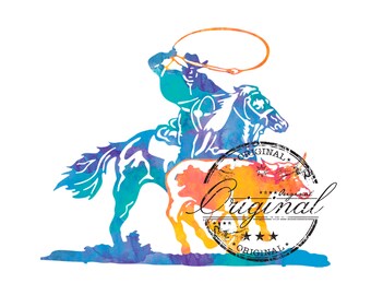 Team Roping Watercolor SVG: Horse Sublimation Design (Digital Download)