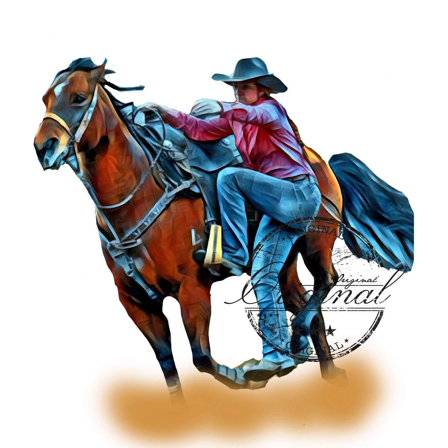 Watercolor Rodeo Team Roper PNG SVG: Horse Sublimation Design (digital ...