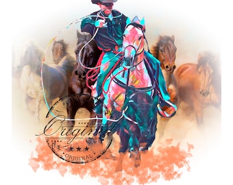 Team Roping Watercolor Sublimation Design (Digital Download)