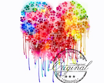 Love Dog Watercolor Sublimation Design (PNG, SVG Digital Download)