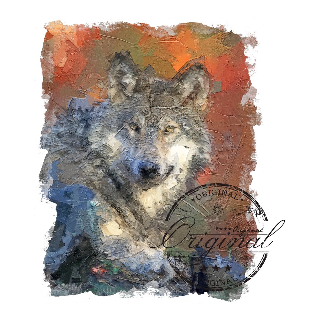 WOLF Oil Paint Svg WOLF Waterslide Sublimation Digital Etsy