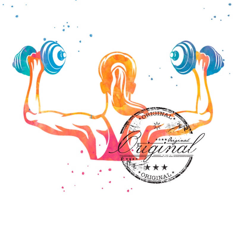 Akvarell Fitness Gym Design: Sport Sublimering (Digital Nedladdning) bild 1